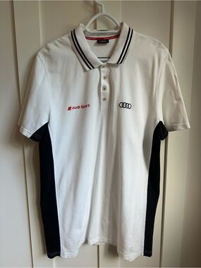 Audi Sport Men’s White Polo with Black Side Panels